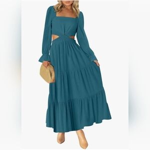 Summer Blue Maxi Dress Cut Out Sides Never Worn